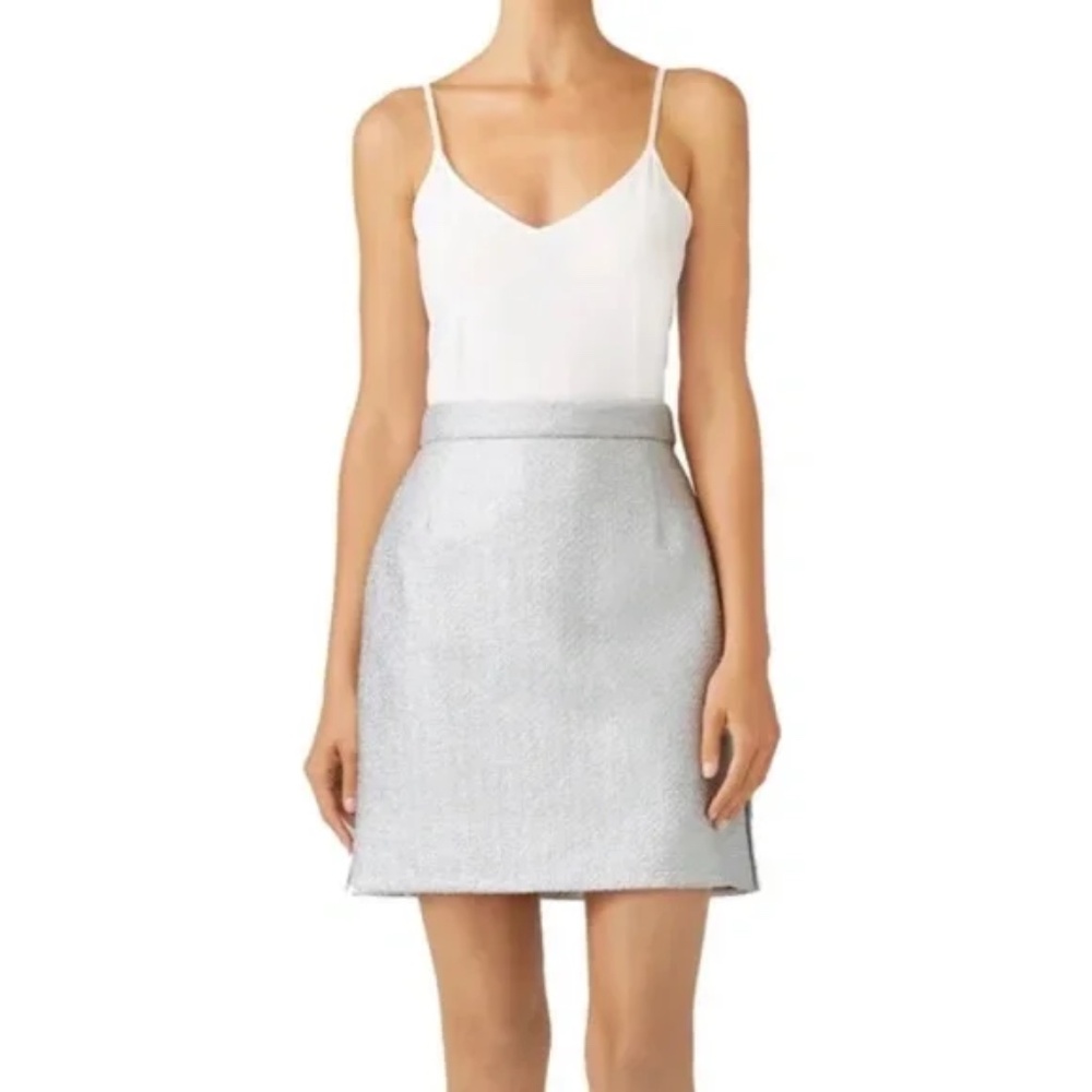 Carven Metallic Waxed Tweed Mini Skirt